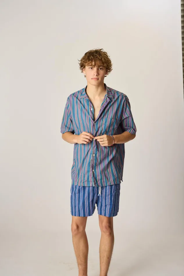 Kev Short Men039s Batik Stripe Navy Men Natalie Martin