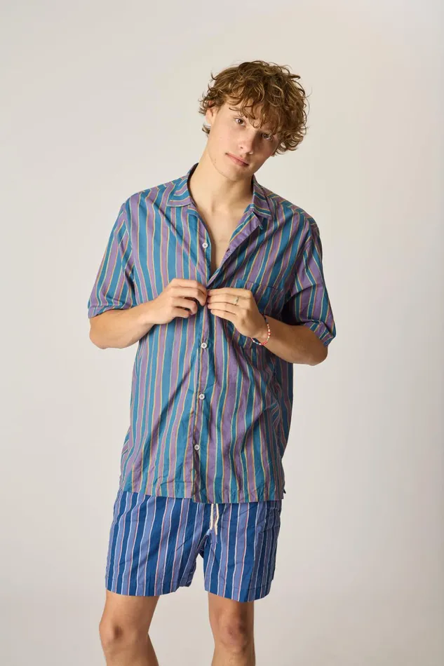 Kev Short Men039s Batik Stripe Navy Men Natalie Martin