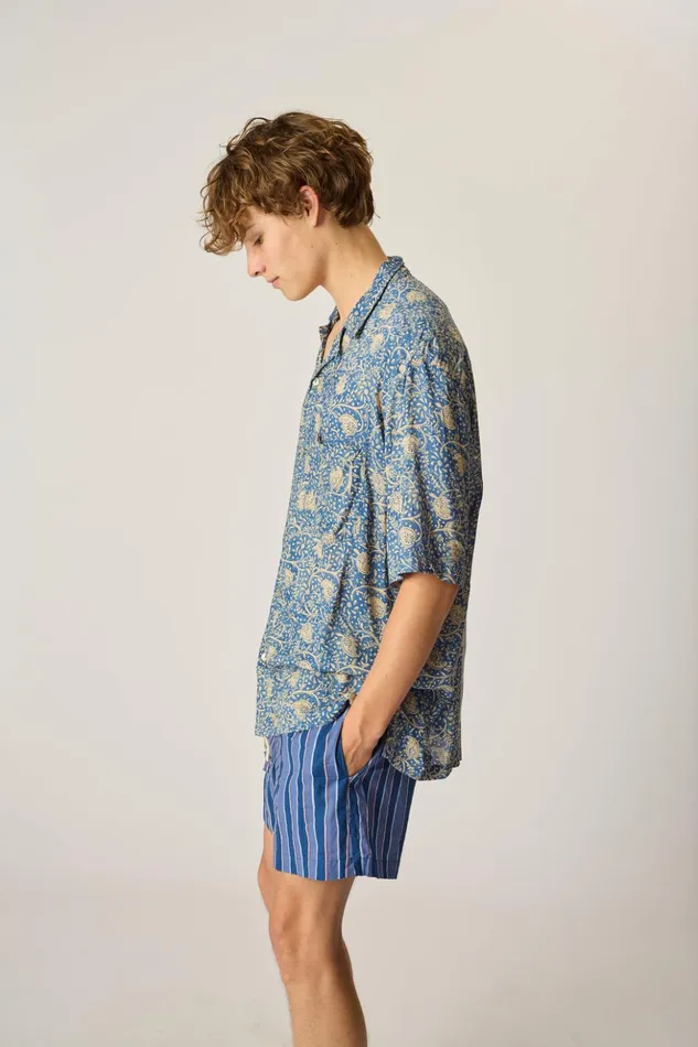 Kev Short Men039s Batik Stripe Navy Men Natalie Martin