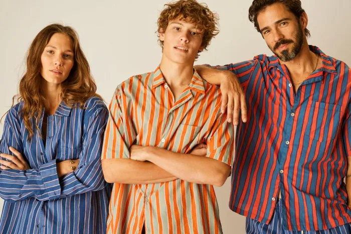 Kevin Shirt Batik Stripe Blood Orange Men Natalie Martin