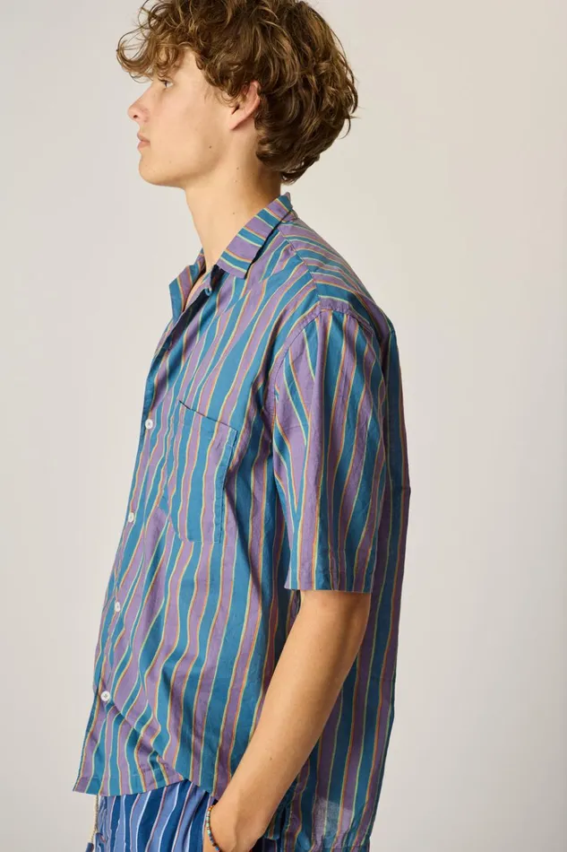 Kevin Shirt Batik Stripe Lavender Men Natalie Martin