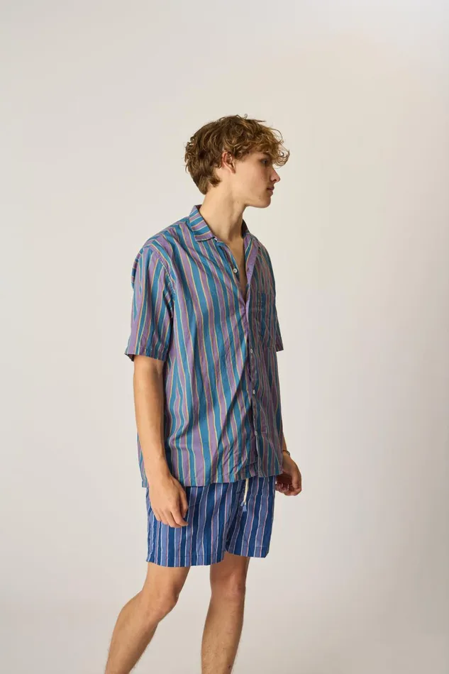 Kevin Shirt Batik Stripe Lavender Men Natalie Martin