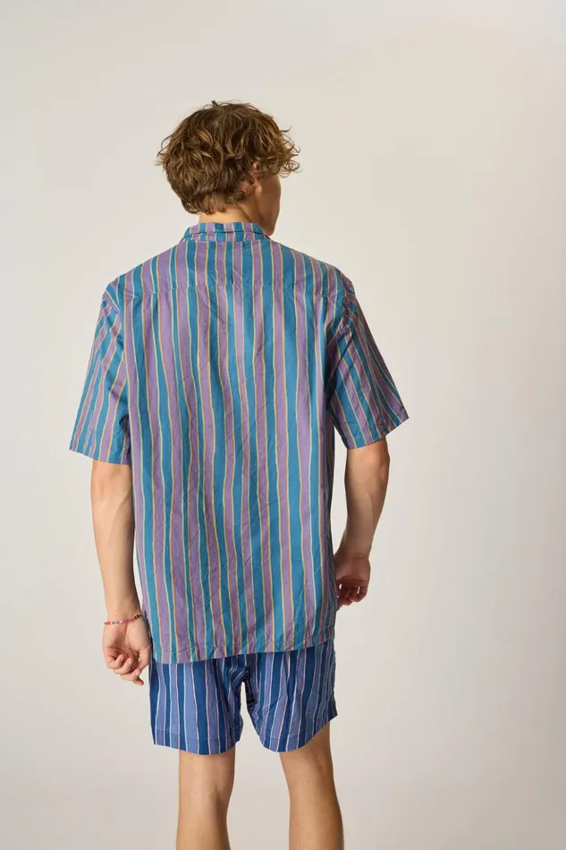 Kevin Shirt Batik Stripe Lavender Men Natalie Martin
