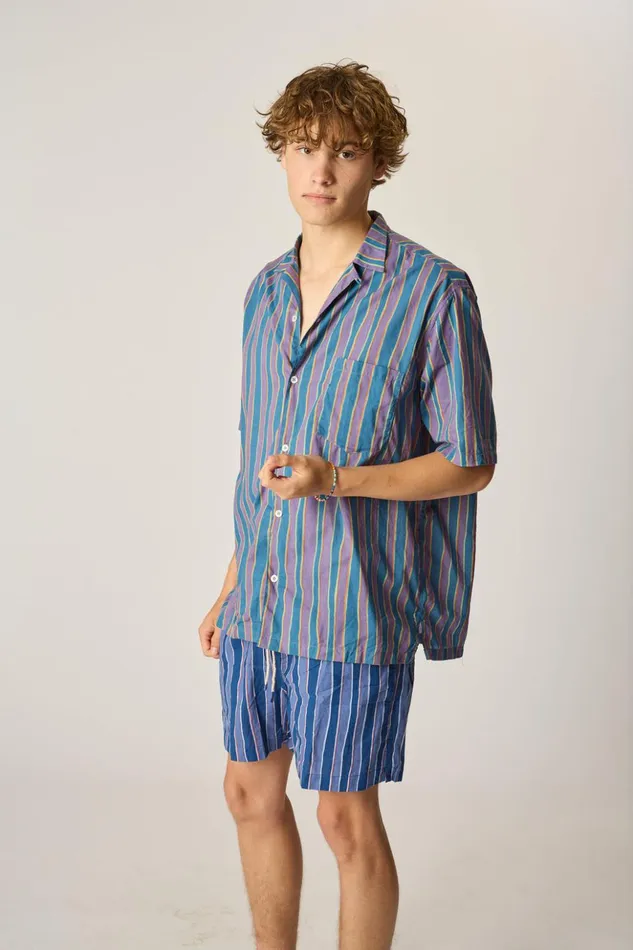 Kevin Shirt Batik Stripe Lavender Women Natalie Martin Tops
