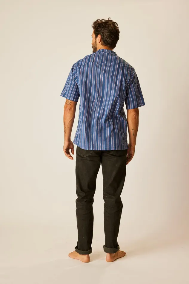 Kevin Shirt Batik Stripe Navy Women Natalie Martin Tops