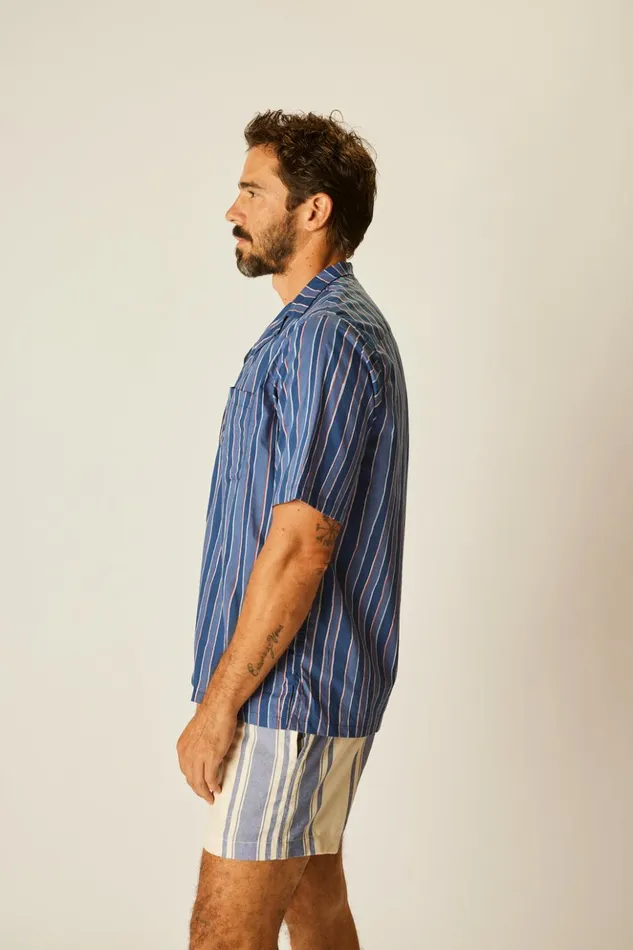 Kevin Shirt Batik Stripe Navy Women Natalie Martin Tops