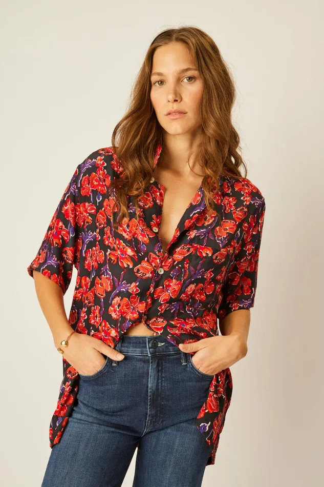 Kevin Shirt Silk Watercolor Onyx Men Natalie Martin