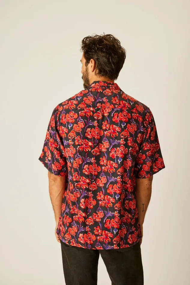 Kevin Shirt Silk Watercolor Onyx Men Natalie Martin