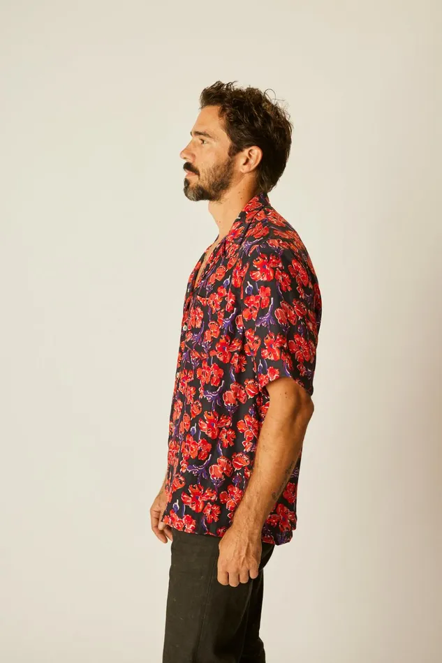 Kevin Shirt Silk Watercolor Onyx Men Natalie Martin