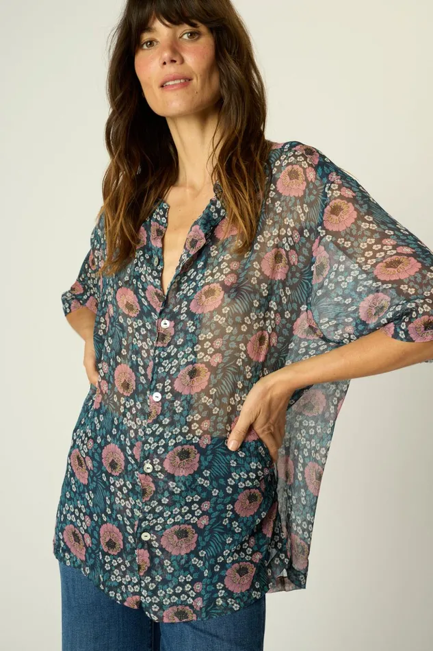 Kevin Shirt Vintage Flowers Indigo Men Natalie Martin
