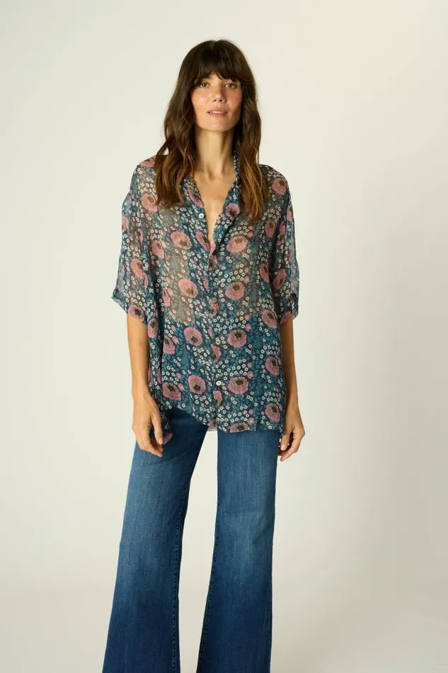 Kevin Shirt Vintage Flowers Indigo Men Natalie Martin