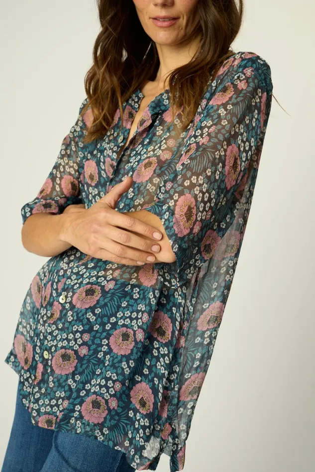 Kevin Shirt Vintage Flowers Indigo Men Natalie Martin