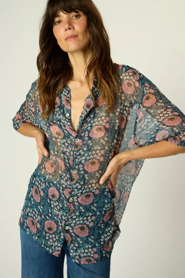 Kevin Shirt Vintage Flowers Indigo Men Natalie Martin
