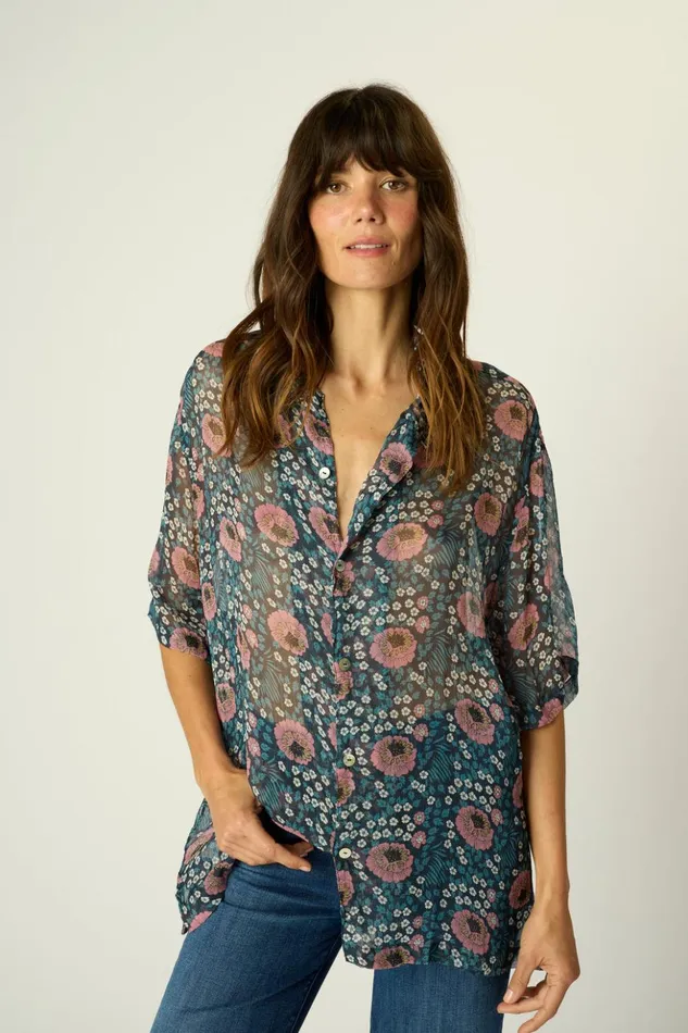 Kevin Shirt Vintage Flowers Indigo Men Natalie Martin