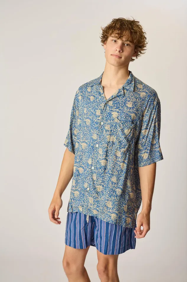 Kevin Shirt Water Lily Blue Men Natalie Martin