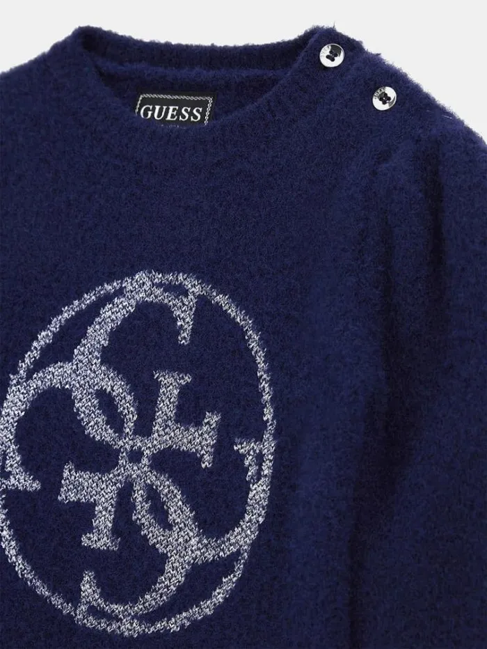 Kids 4g Logo Print Dress And Panties Set Blue Guess Dresses