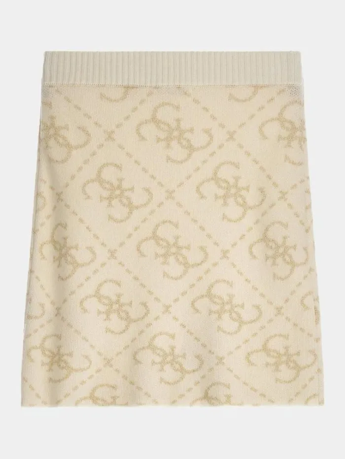 Kids 4g Logo Print Mini Skirt Cream Guess Trousers And Skirts
