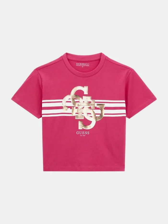 Kids 4g Logo Print Tshirt Fuchsia Guess Tops And Tshirts