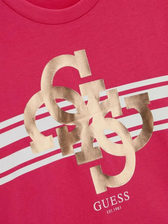 Kids 4g Logo Print Tshirt Fuchsia Guess Tops And Tshirts