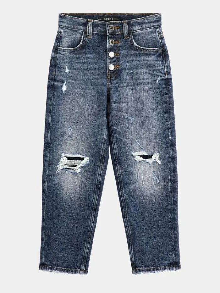 Kids Abrasions Straight Denim Pant Blue Guess Trousers And Skirts