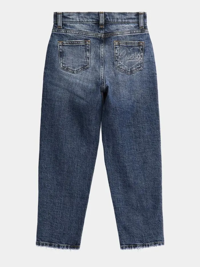 Kids Abrasions Straight Denim Pant Blue Guess Trousers And Skirts