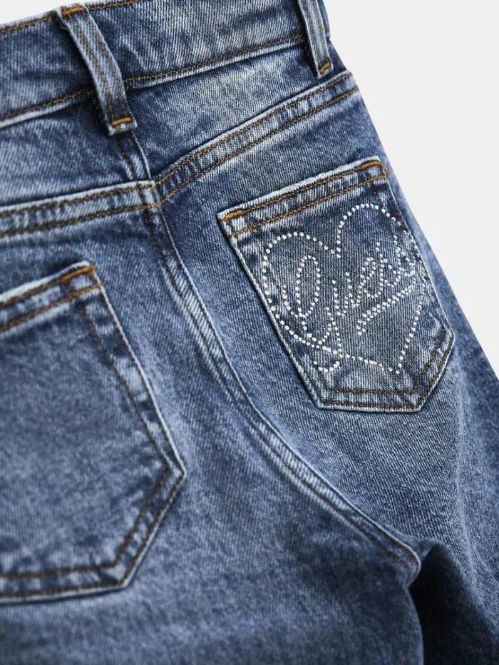 Kids Abrasions Straight Denim Pant Blue Guess Trousers And Skirts