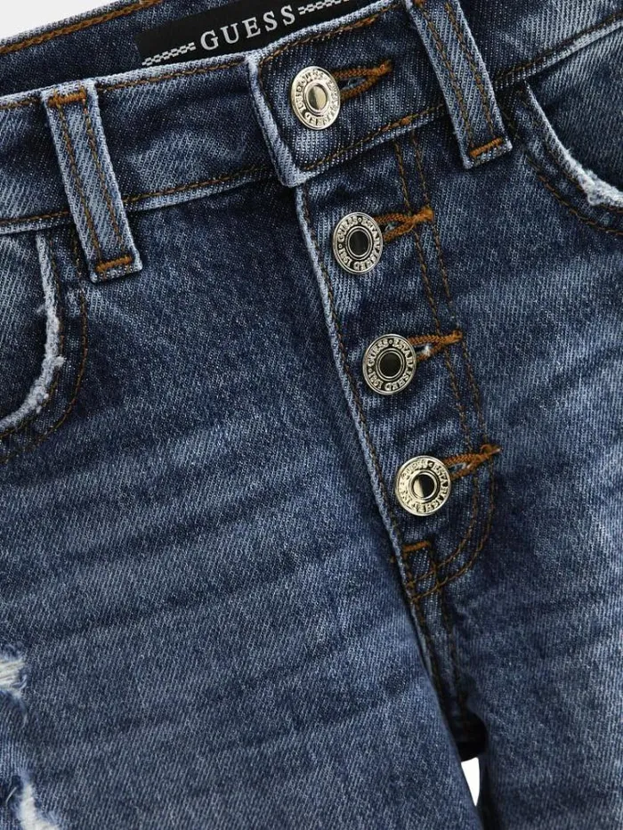 Kids Abrasions Straight Denim Pant Blue Guess Trousers And Skirts