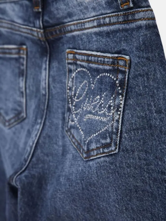 Kids Abrasions Straight Denim Pant Blue Guess Trousers And Skirts