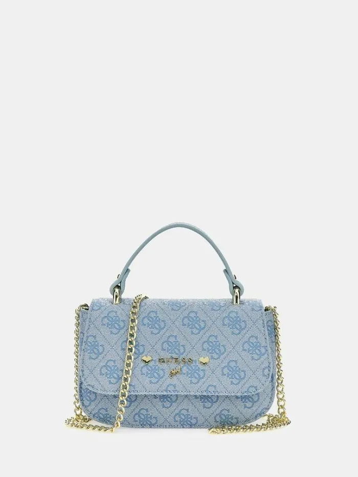 Kids All Over 4g Logo Flap Crossbody Bag Light Blue Guess Bags And Accessories