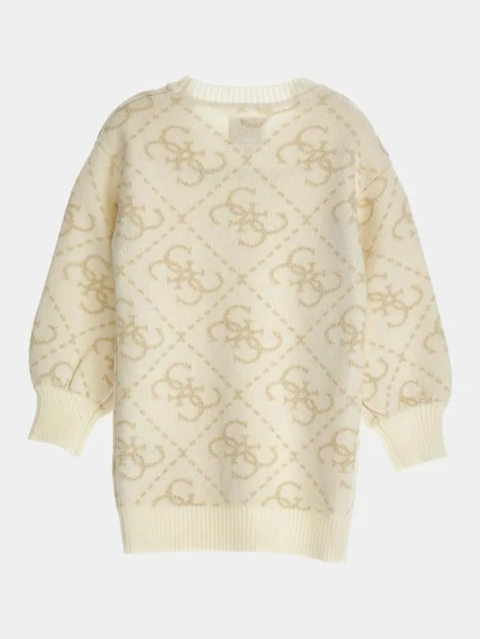 Kids All Over 4g Logo Sweater Dress Cream Guess Dresses