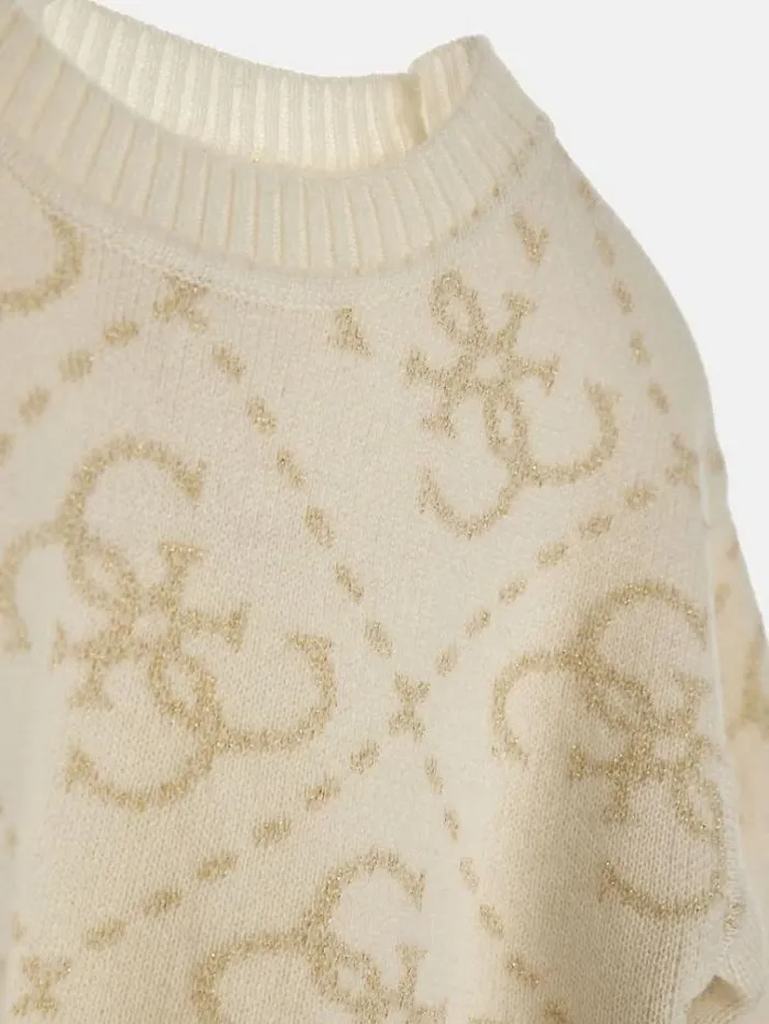 Kids All Over 4g Logo Sweater Dress Cream Guess Dresses