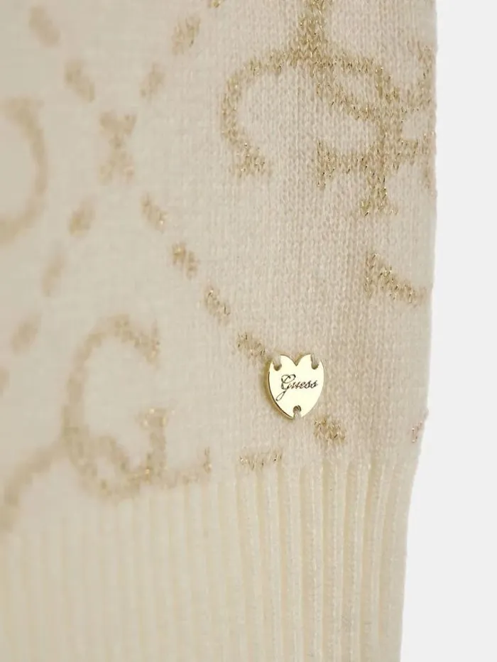 Kids All Over 4g Logo Sweater Dress Cream Guess Dresses