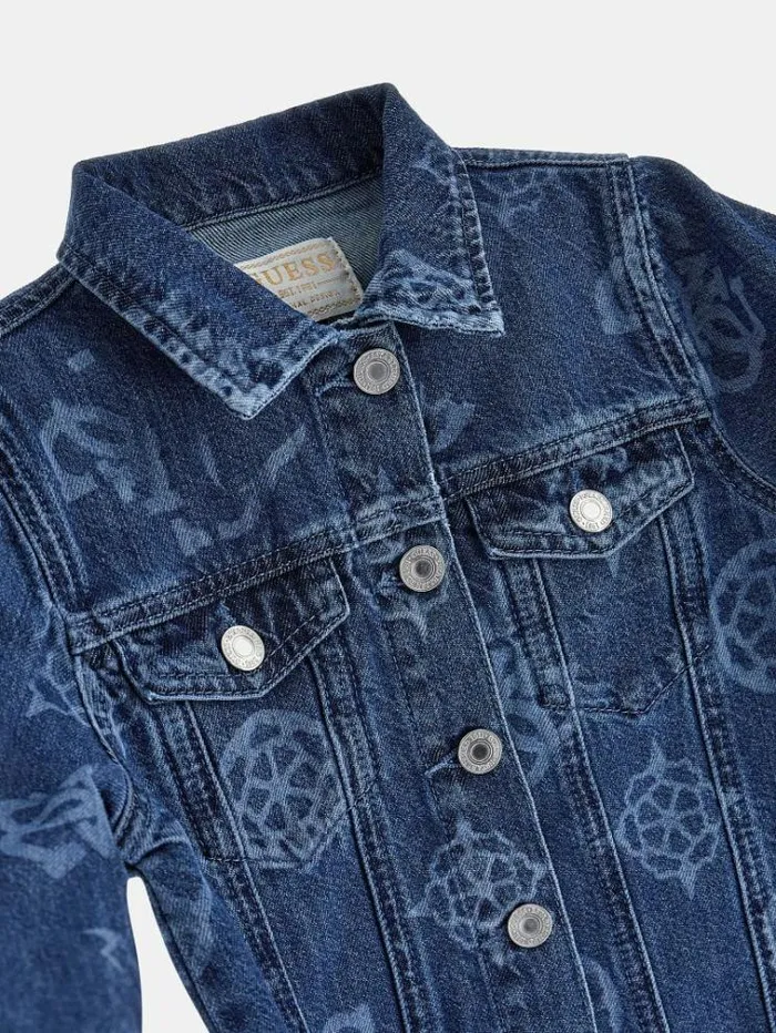 Kids All Over 4g Peony Logo Denim Jacket Blue Multi Guess Coats And Jackets