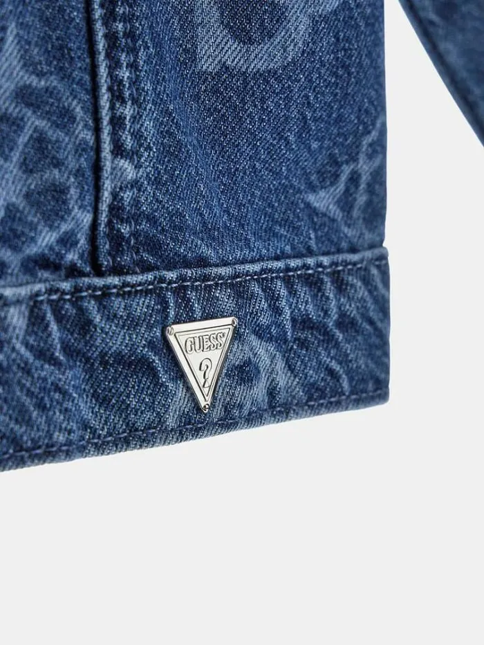 Kids All Over 4g Peony Logo Denim Jacket Blue Multi Guess Coats And Jackets