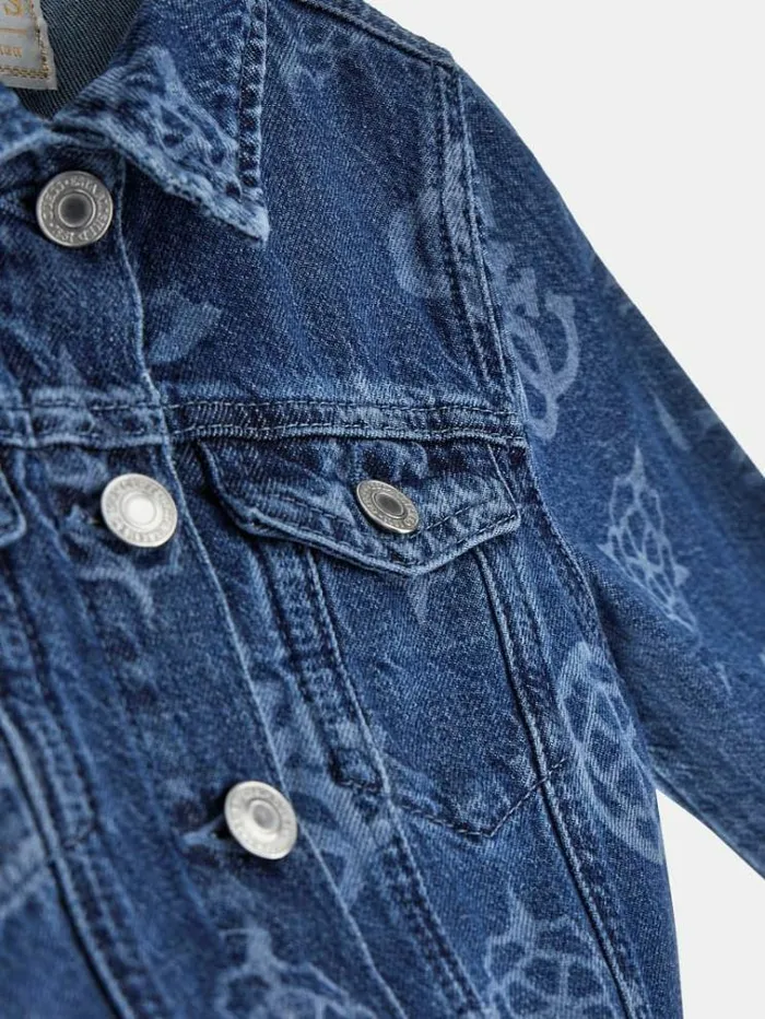 Kids All Over 4g Peony Logo Denim Jacket Blue Multi Guess Coats And Jackets