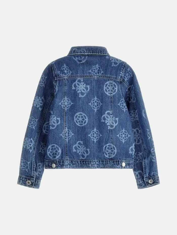 Kids All Over 4g Peony Logo Denim Jacket Blue Multi Guess Coats And Jackets