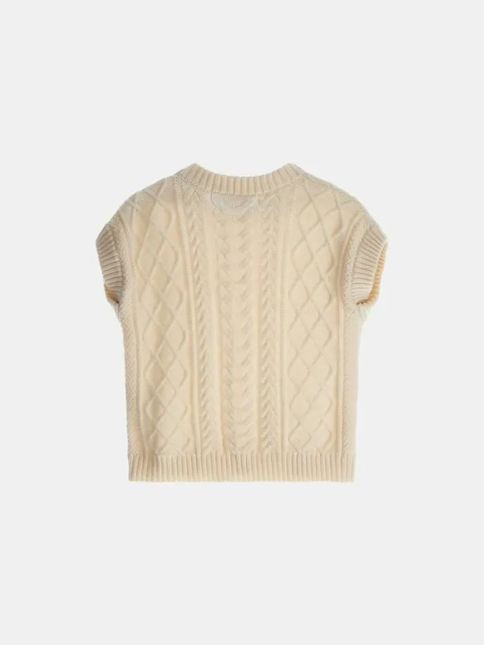 Kids All Over Braid Sweater Vest Cream Guess Knitwear And Sweatshirts