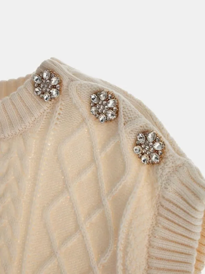Kids All Over Braid Sweater Vest Cream Guess Knitwear And Sweatshirts