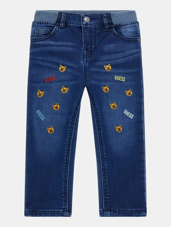 Kids All Over Embroidery Denim Pant Blue Guess Trousers