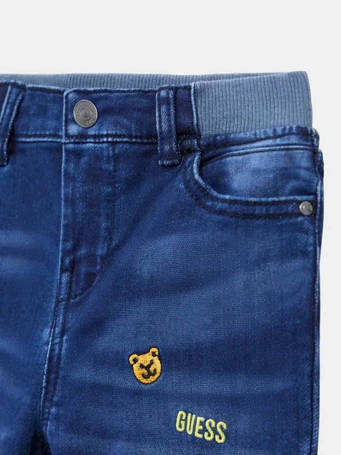 Kids All Over Embroidery Denim Pant Blue Guess Trousers