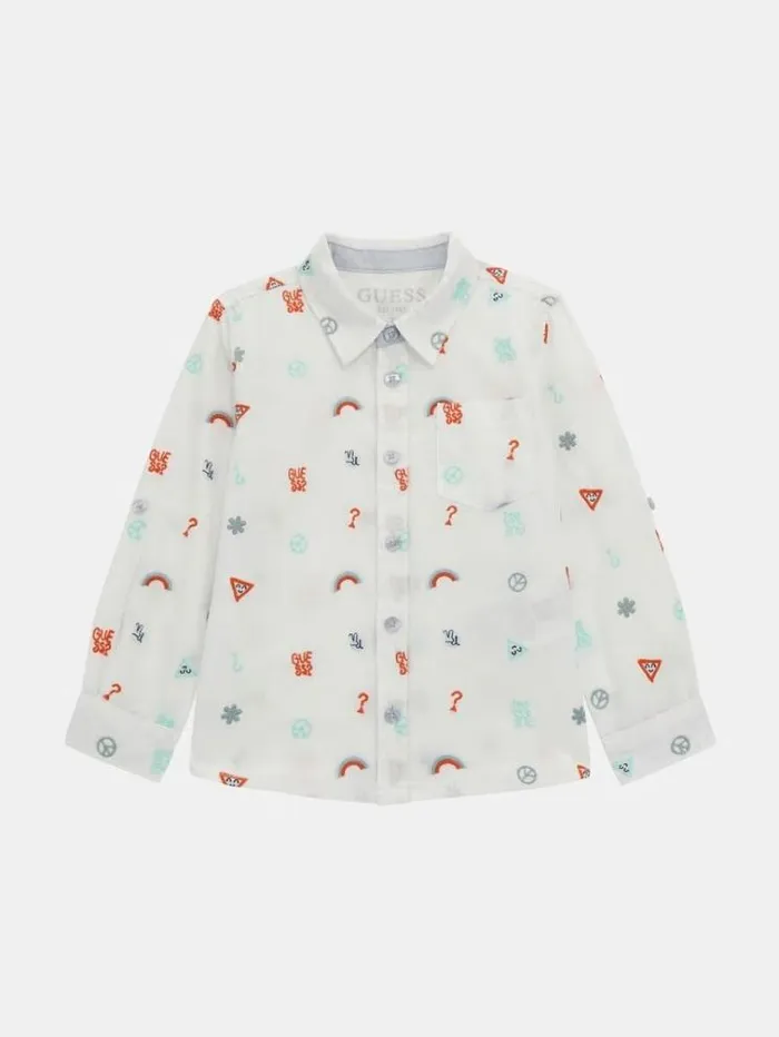 Kids All Over Embroidery Shirt White Multi Guess Tops And Tshirts