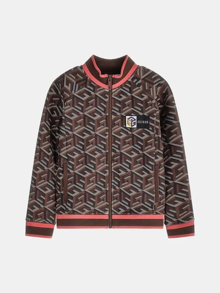 Kids All Over G Cube Print Scuba Sweatshirt Brown Multi Guess Knitwear And Sweatshirts Kids All Over G Cube Print Scuba Sweatshirt Brown Multi Guess Knitwear And Sweatshirts