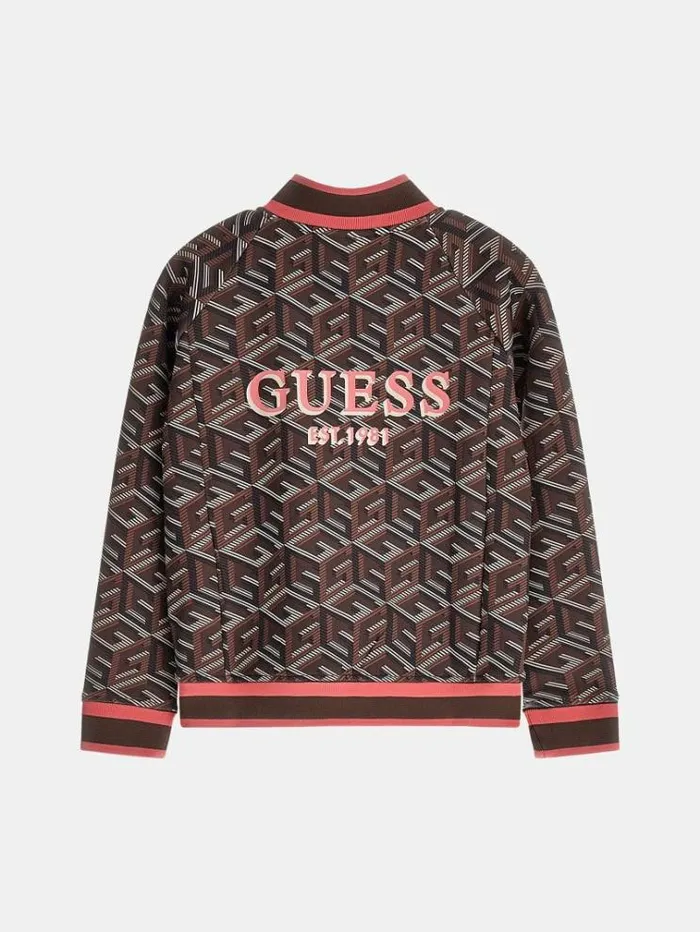 Kids All Over G Cube Print Scuba Sweatshirt Brown Multi Guess Knitwear And Sweatshirts
