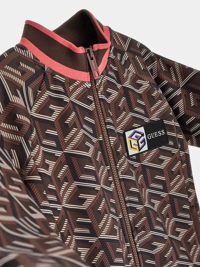 Kids All Over G Cube Print Scuba Sweatshirt Brown Multi Guess Knitwear And Sweatshirts