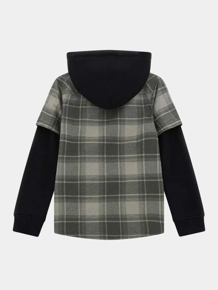 Kids All Over Ghingham Check Print Flannel Shirt Green Multi Guess Tops And Tshirts