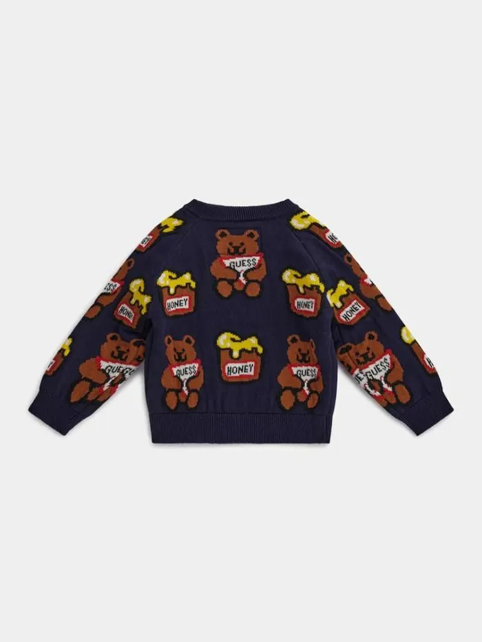 Kids All Over Logo Jacquard Sweater Blue Guess Tops