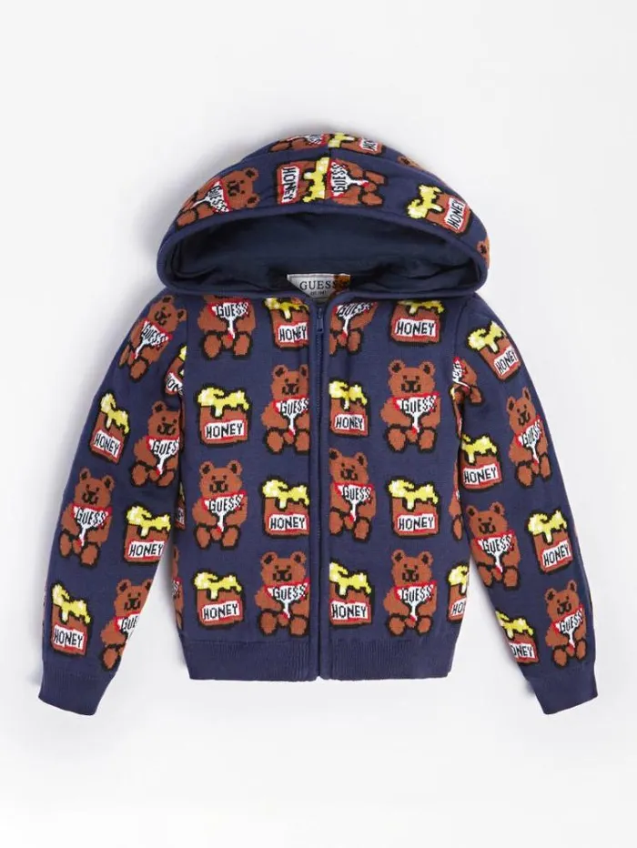 Kids All Over Logo Jacquard Sweater Blue Multi Guess Tops