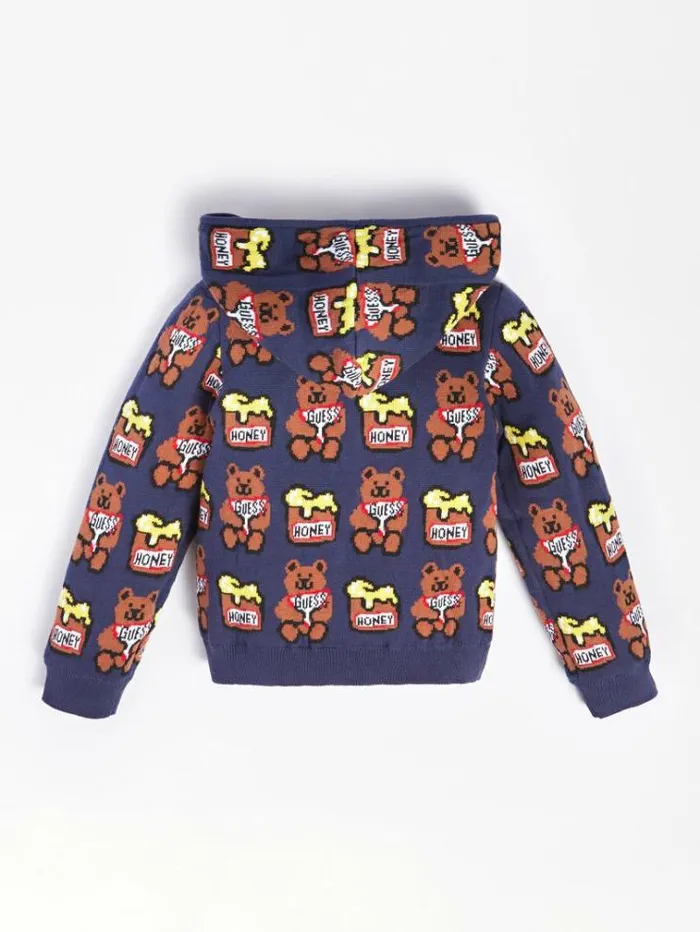 Kids All Over Logo Jacquard Sweater Blue Multi Guess Tops