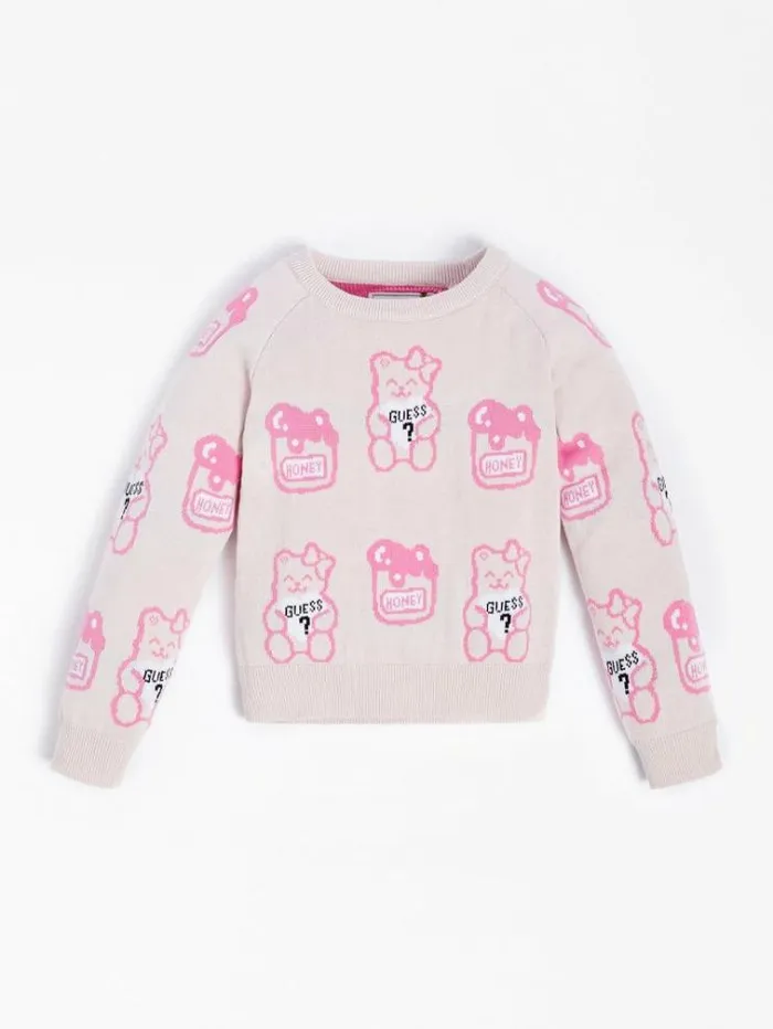 Kids All Over Logo Jacquard Sweater Multi Pink Guess Knitwear And Sweatshirts Kids All Over Logo Jacquard Sweater Multi Pink Guess Knitwear And Sweatshirts