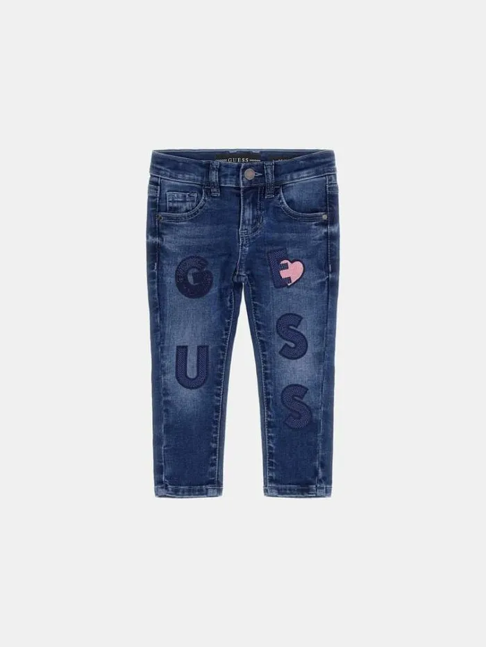 Kids All Over Patch Denim Pants Blue Guess Trousers And Skirts